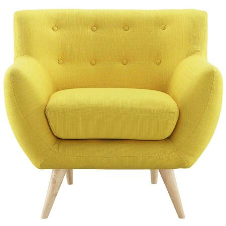 PRIMEWIR Remark Armchair in Tufted Sunny Fabric with Natural Finish Wood Legs EEI-1631-SUN